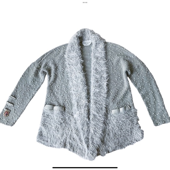 Elisa Cavaletti by Daniela Dallavalle Grey Open Front Bobble Cardigan Size M - Picture 2 of 11
